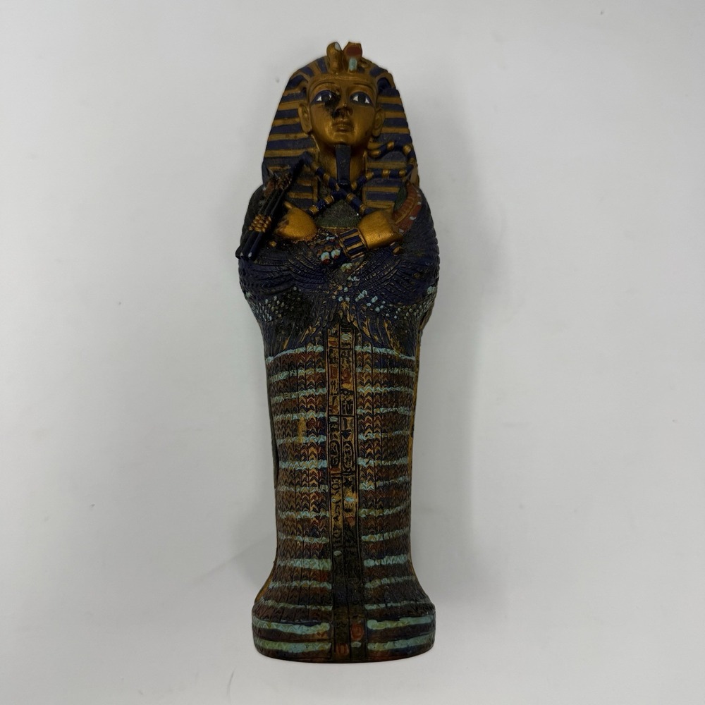 King TUT Golden Mask Sarcophagus Miniature Mummy Resin Figurine